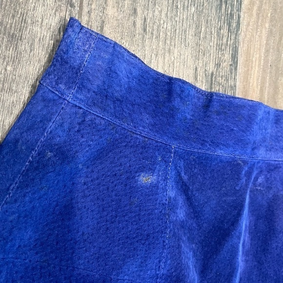Don’t Stop Blue Suede Leather Mini Skirt High Waisted Sz 6 Y2K 80’90’s vintage - Picture 3 of 10